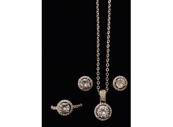 Sensational Gold Plated 925 Sterling Silver Cubic Zirconia Suite. New Designer To You!