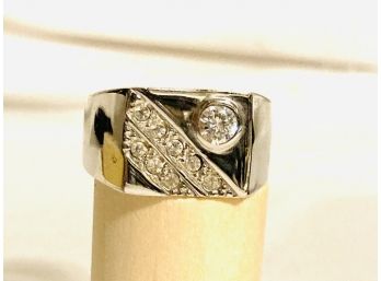 Men's New With Tag Plated Ring With Zircon Stones - Size 12