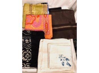 Grouping Of Ladies Vintage Scarves And Handkerchiefs - 11 Pieces