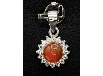 925 Sterling Silver Pendant With AAA Natural Opal And Cubic Zirconia. 383 Carats