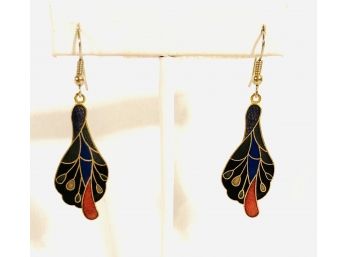 Vintage Cloisonn Drop Earrings