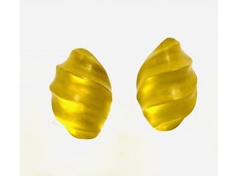 Vintage Alexis Bittar Lemon Lucite Spiral Earrings