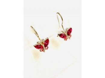 Fabulous Pink Rhinestone Butterfly Earrings