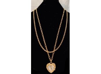 Always Chic! Betsy Johnson Dual-strand Gold Tone Locket-style Watch Necklace