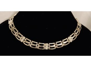 Vintage Gold Tone 'watchband' Stone Collar Necklace