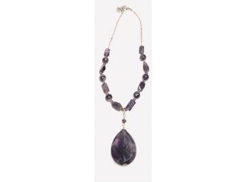 Beautiful Natural Faceted Amethyst Stone Pendant Necklace