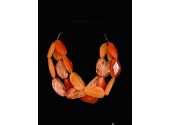 Amazing Vibrant Grapefruit-colored Lucite Triple-strand