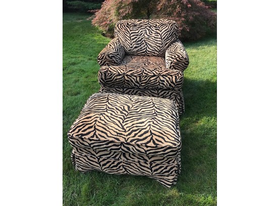 Zebra Print Accent Chair And Ottoman