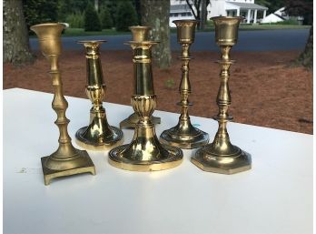 Six Brass Candlesticks - Three Pairs