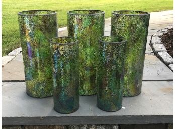 Crackle Glass Mosaic Vases