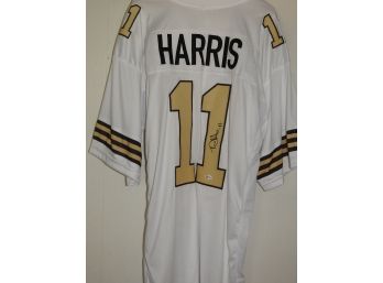 Signed NO Saints Superstar Wide Receiver Deonte Harris Football Jersey With Beckett COA