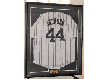 Signed UV Framed NY Yankees HOFer Reggie Jackson Baseball Jersey With JSA COA 42x34