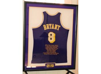 Signed UV Framed LA Lakers Kobe Bryant Basketball Jersey With COA   42x34