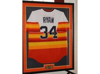 RARE Nolan Ryan  Signed Houston Astros Throwback Baseball Jersey With COA STUNNING  42x34