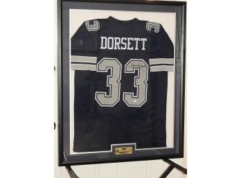 Signed UV Frame Dallas Cowboys HOFer Tony Dorsett Football Jersey With COA 42x34