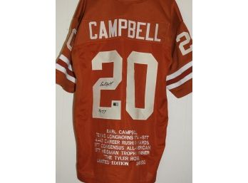 Signed Texas Longhorns Heisman Trophy Winner Earl Campbell Football Jersey With COA