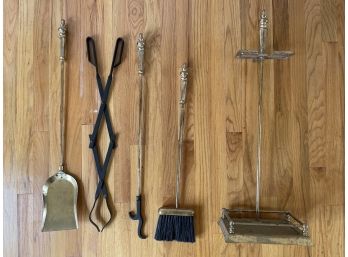 Vintage Metal Fireplace Irons Tools