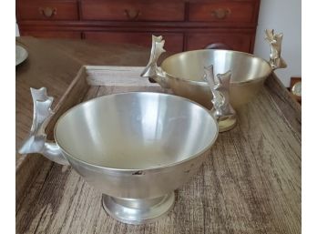 Two Vintage Metal Reindeer Candy Dishes From Crate & Barrel