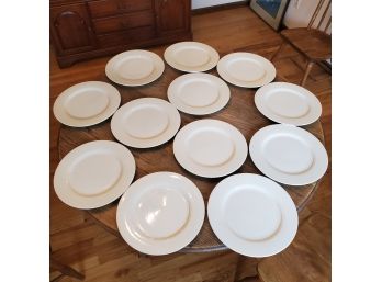 12 Homer Laughlin Seville Chargers - 12 1/4' Diameter Large Bright White China Dinner Plates