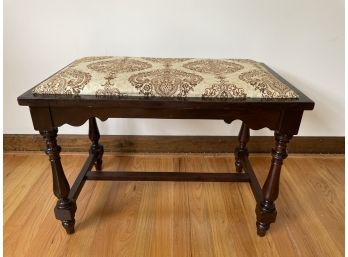 Antique Cushioned Ottoman Foot Stool Made In Pennsylvania With Nice Turned Legs.