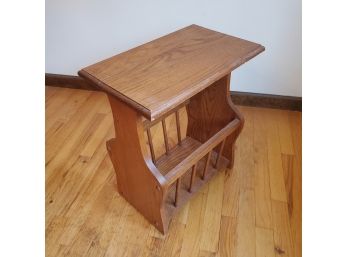 Attractive Solid Wood Magazine Rack With Side Table Capabilities Too