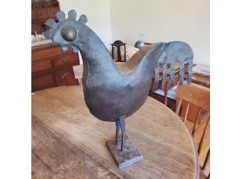 Vintage Artisan Hand Crafted Metal Rooster Sculpture