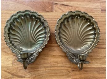 A Lovely Pair Of Brass Wall Sconces Candle Holders