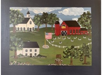 Original Framed Colonial Life Landscape Painting