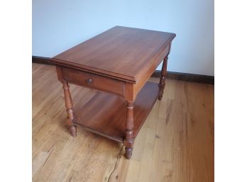 Solid Cherry One Drawer Side Table With Lower Shelf