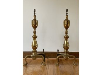 Beautiful Brass And Cast Iron Fireplace Andirons