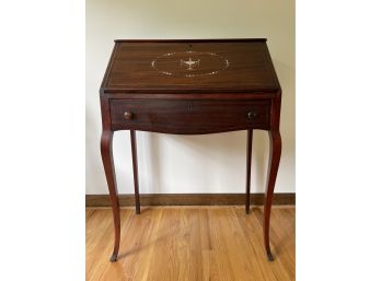 Antique Secretary Desk With Mother Of Pearl Inlay