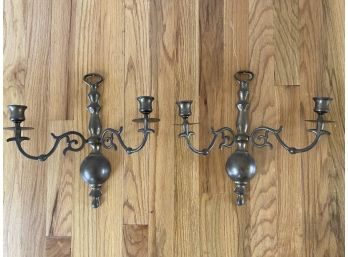 Lovely Vintage Brass Wall Candle Sconces Holders