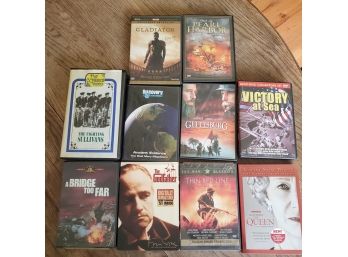 Ten Movies / TV Programs - The Godfather NIB, Gladiator, Pearl Harbor, Thin Red Line, The Queen, Gettysburg