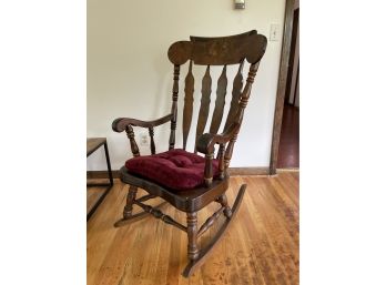 Vintage Solid Walnut Nichols & Stone Co. Wooden Rocking Chair