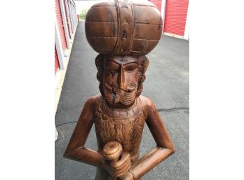 5 Feet Tall , 85LB,  Old Teakwood Hand Carved Indian Statue