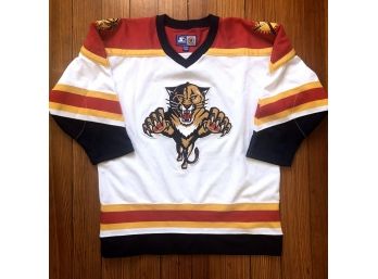 1990s NHL Florida Panthers Embroidered Hockey Jersey Size Youth XL - NHL Licensed By Starter