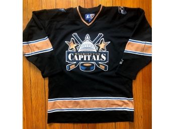 1990s NHL Washington Capitals Embroidered Hockey Jersey, Size Youth Large - NHL Licensed By Starter