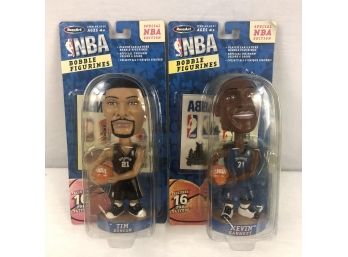 2002 NBA Tim Duncan And Kevin Garnett Bobble Head Figures - 2 Pieces