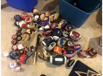 Large Mixed Lot Of Sports Plushes, Memorabilia, Toys And More - 50 Plus Items