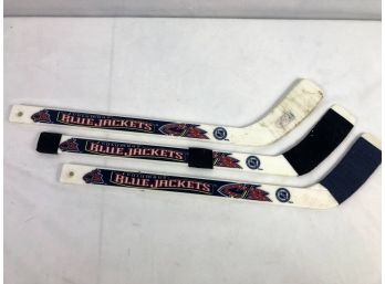 Lot Of 3 Columbus Blue Jackets Miniature Player Hockey Sticks