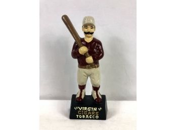 Vintage Virgin Cigars Tobacco Baseball Player Door Stopper