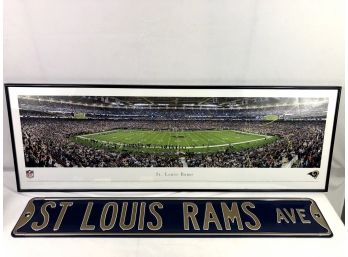 St Louis Rams Stadium Panoramic Photo And Street Sign Decor - 2 Pieces