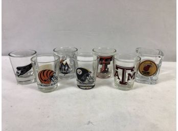 Lot Of 7 Sports Team Shot Glasses - Miami Heat, Pittsburgh Steelers And More