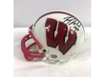 Tarek Saleh Wisconsin Badgers Signed Riddell Mini Helmet