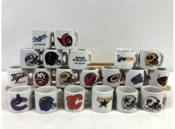 Collection Of 22 Miniature Team Logo Ceramic Mugs