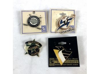 Lot Of 4 Sports Team Enamel Pins - Hockey & Basketball - Dallas Stars, Pittsburgh Penguins, Los Angeles Kings