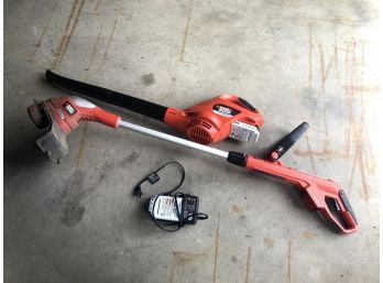 Black And Decker Leaf Blower And Weed Whacker, Includes 2 Rechargeable Batteries - 4 Pieces