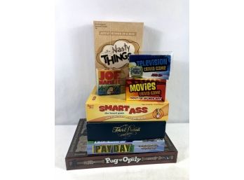 Lot Of 8 Board Games / Table Top Games Trivial Pursuit, Pay Day, Pugopoly, Trivia Games And More