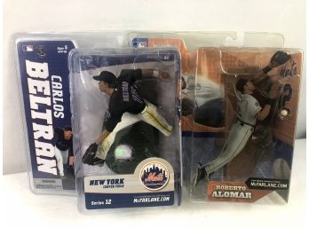 2002/2005 MLB Mets Figures Carlos Beltran And Roberto Alomar - 2 Pieces - Mcfarlane Toys