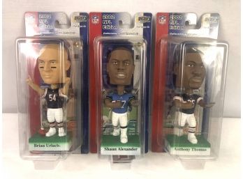 2002 NFL Edition Bobble Heads - Brian Urlacher, Shaun Alexander, Anthony Thomas - 3 Pieces